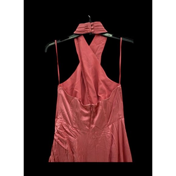 Cinq a Sept Sz 2 Dress Arianna Pink Candy Silk Satin Halter Hi Low Gown New NWT - Picture 6 of 11